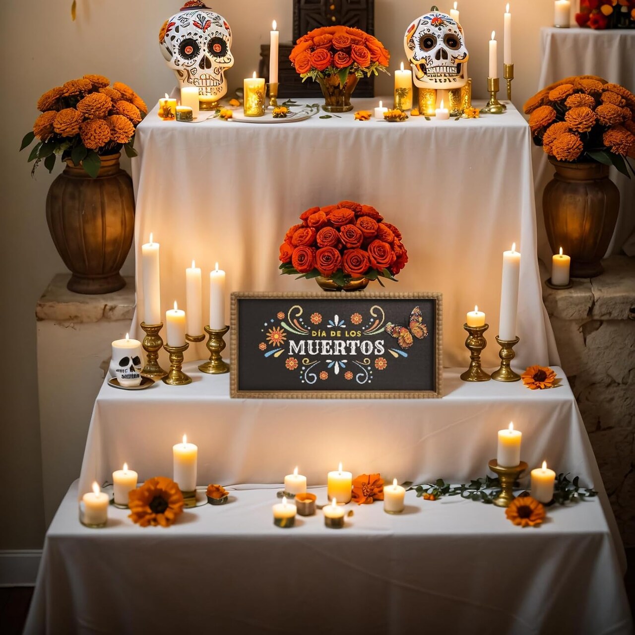 Day of The Dead Decorations Decor Sign, 15.7×7.9In Wooden Dia De Los Muertos for Alter, Home Wall Decor for Table Centerpieces Shelf Mantle Indoor